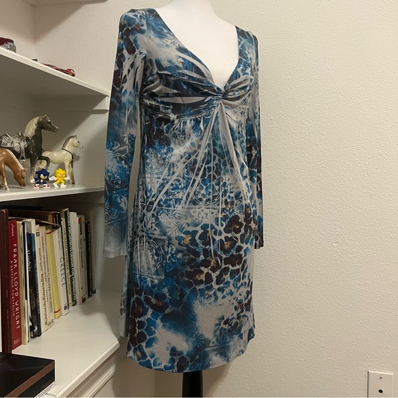 Chic Blue‎ and Brown Midi Dress - Picture 1 of 7